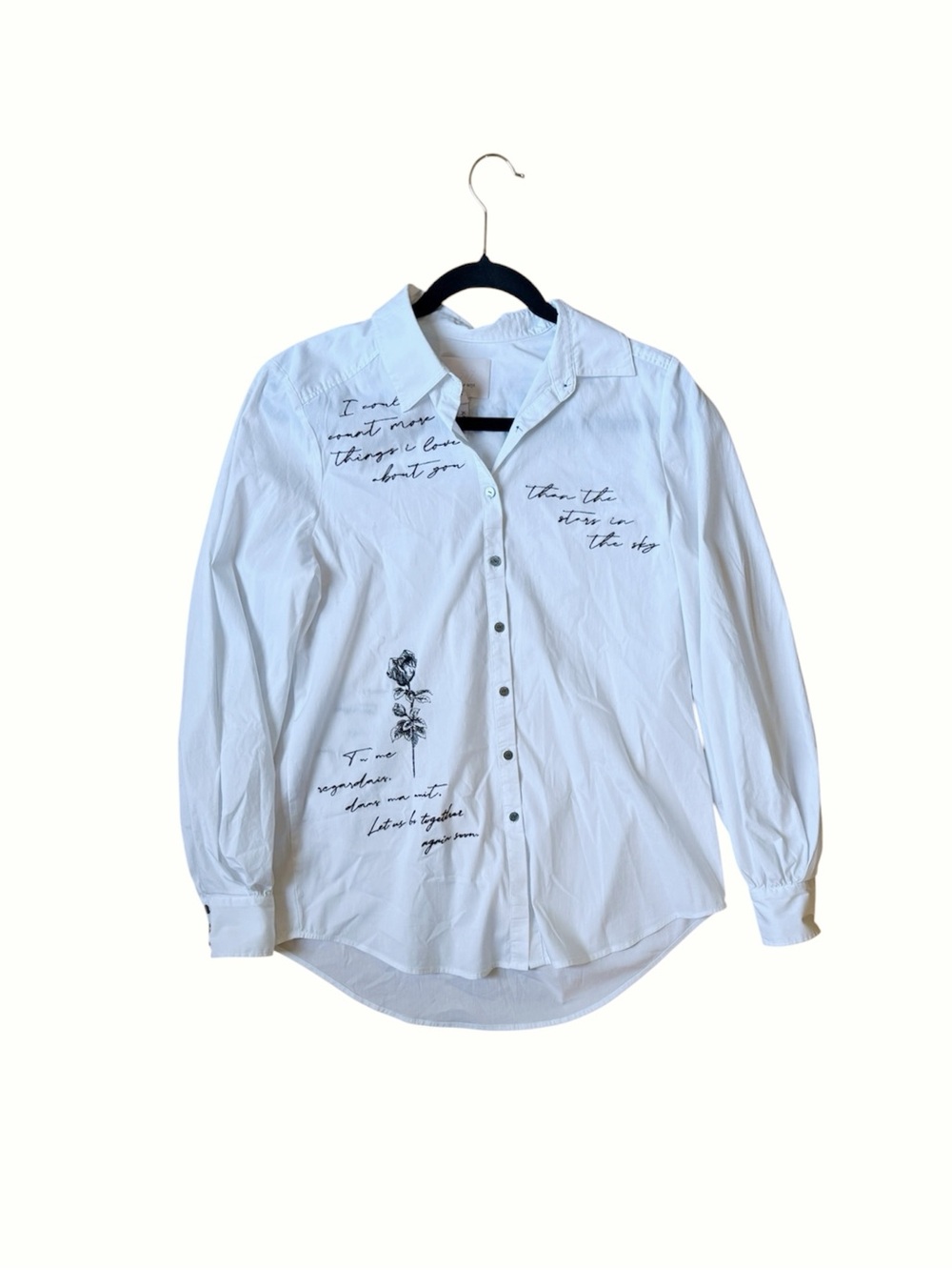 Cinq a Sept Kandice Mon Amour Embroidered White Button Down S